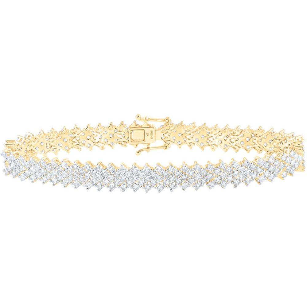 10K Yellow Gold Round Diamond Tennis Bracelet with Prong Set Diamonds - 7.41 Carat Total Diamond Weight