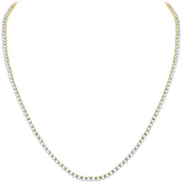10K Yellow Gold Round Diamond Tennis Necklace - 10.5 Carat Total Diamond Weight