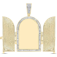 10K Yellow Gold Round Diamond Tomb Doors Memory Charm Pendant - 7.0 Carat Total Diamond Weight