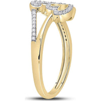 10K Yellow Gold Round Diamond Triple Heart Ring - 1/6 Carat Total Diamond Weight