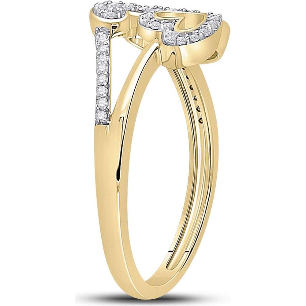 10K Yellow Gold Round Diamond Triple Heart Ring - 1/6 Carat Total Diamond Weight