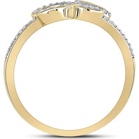 10K Yellow Gold Round Diamond Triple Heart Ring - 1/6 Carat Total Diamond Weight