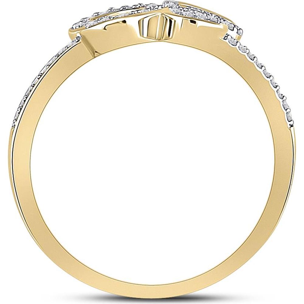 10K Yellow Gold Round Diamond Triple Heart Ring - 1/6 Carat Total Diamond Weight
