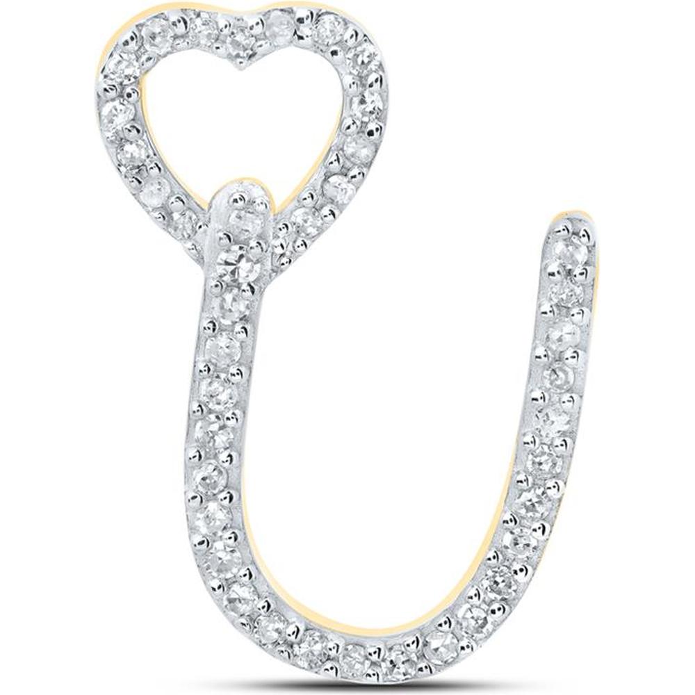 10K Yellow Gold Round Diamond U Heart Pendant - 1/8 Carat Total Diamond Weight