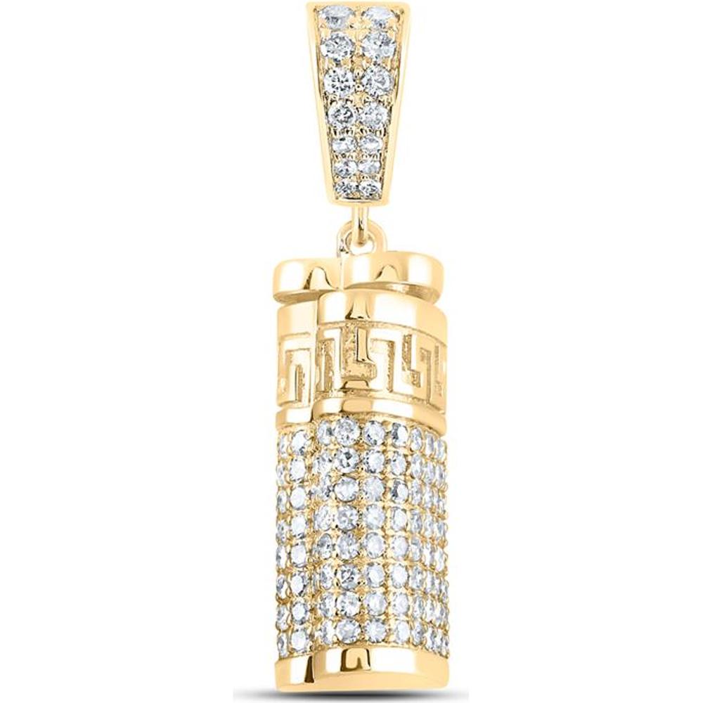 10K Yellow Gold Round Diamond Urn-Shape Charm Pendant - 1.07 Carat Total Diamond Weight