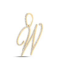 10K Yellow Gold Round Diamond W Initial Letter Pendant - 5/8 Carat Total Diamond Weight