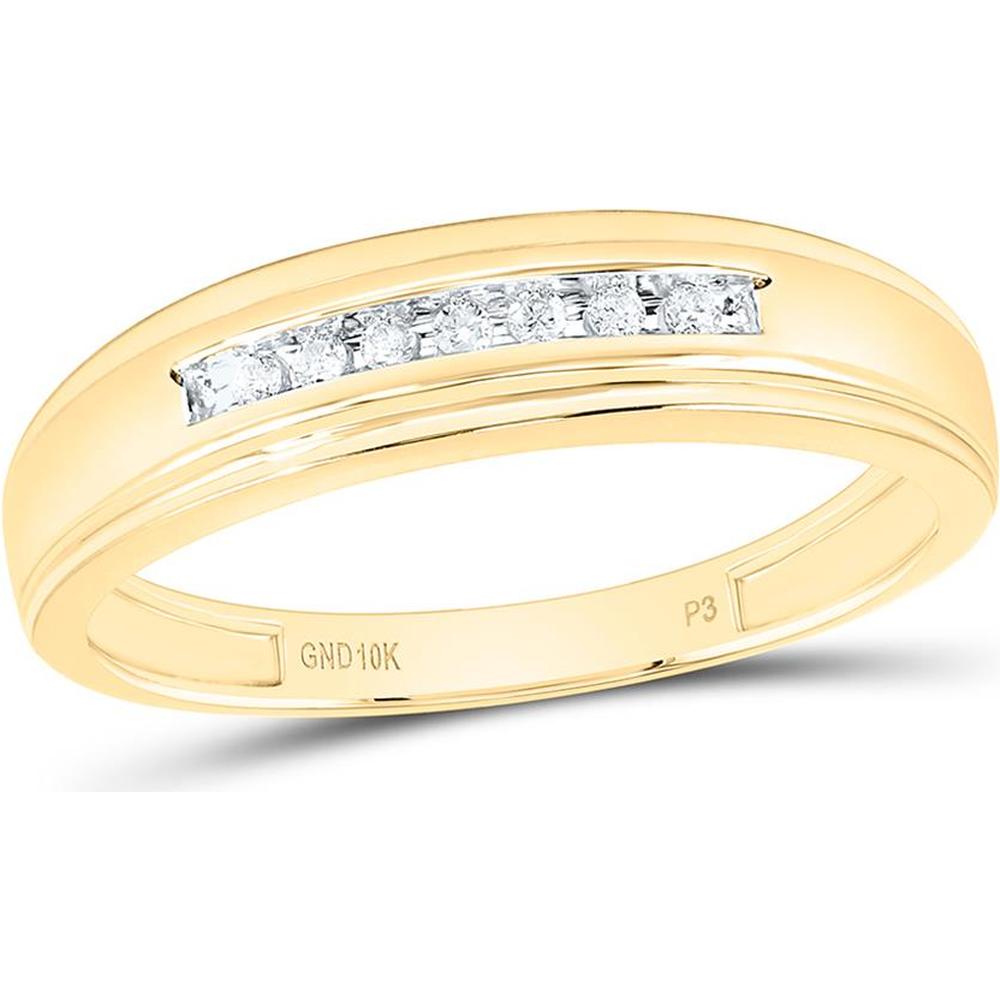 10K Yellow Gold Round Diamond Wedding Band Ring - 1/12 Carat Total Diamond Weight
