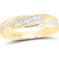 10K Yellow Gold Round Diamond Wedding Band Ring - 1/8 Carat Total Diamond Weight