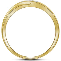 10K Yellow Gold Round Diamond Wedding Band Ring - 1/8 Carat Total Diamond Weight