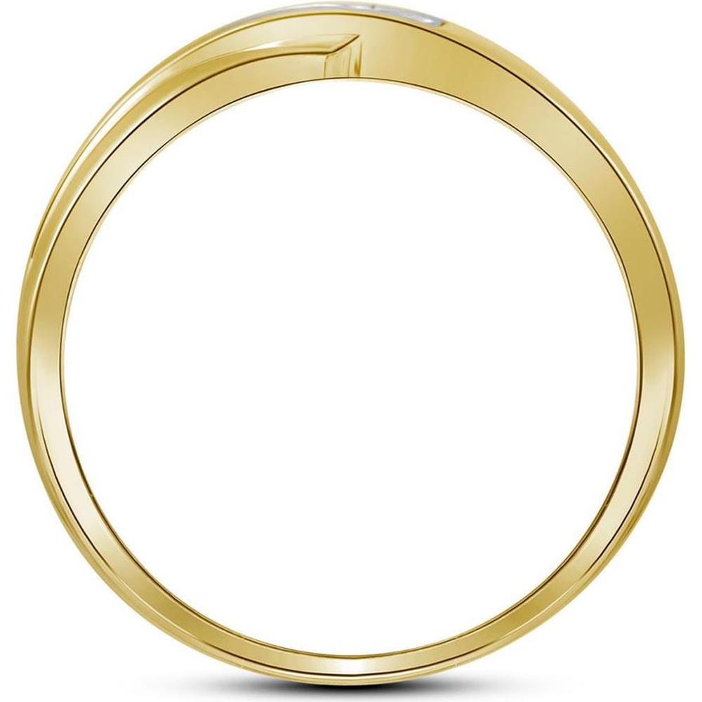 10K Yellow Gold Round Diamond Wedding Band Ring - 1/8 Carat Total Diamond Weight