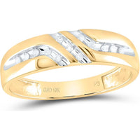 10K Yellow Gold Round Diamond Wedding Band Ring - 1/8 Carat Total Diamond Weight