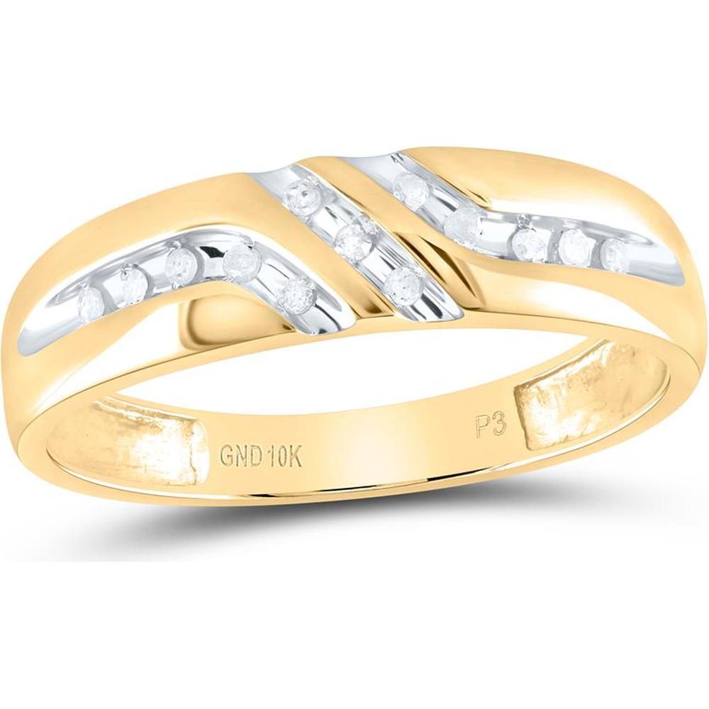 10K Yellow Gold Round Diamond Wedding Band Ring - 1/8 Carat Total Diamond Weight