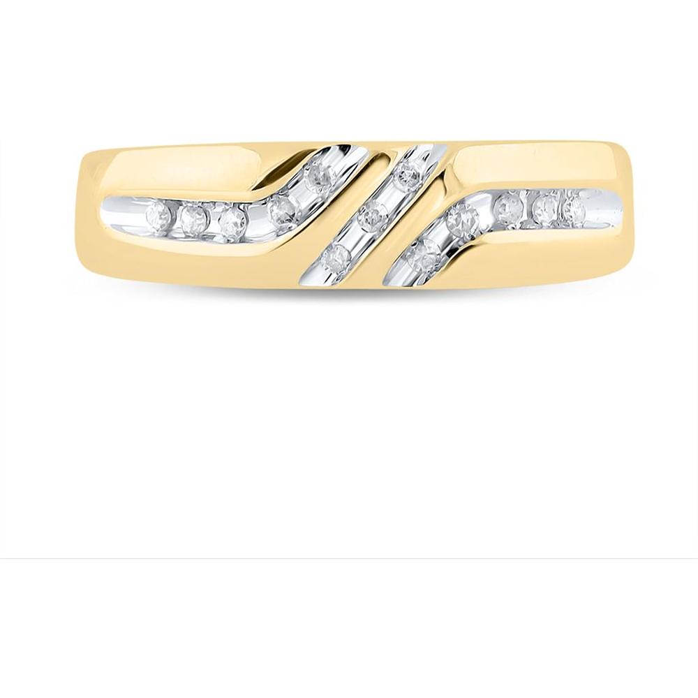 10K Yellow Gold Round Diamond Wedding Band Ring - 1/8 Carat Total Diamond Weight