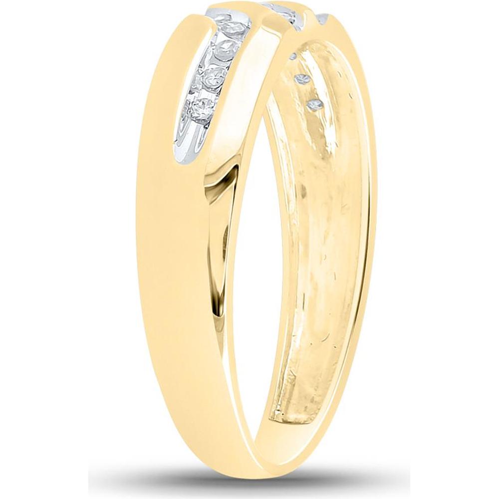 10K Yellow Gold Round Diamond Wedding Band Ring - 1/8 Carat Total Diamond Weight