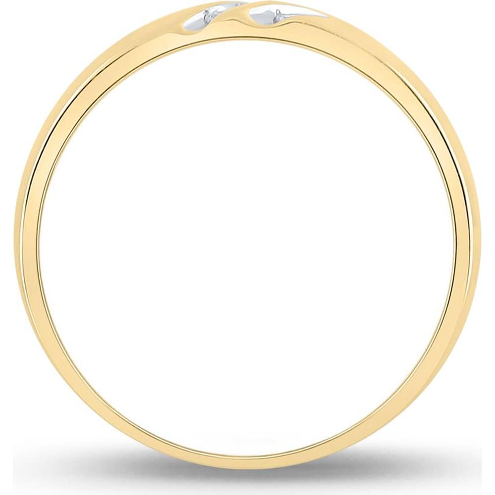 10K Yellow Gold Round Diamond Wedding Band Ring - 1/8 Carat Total Diamond Weight
