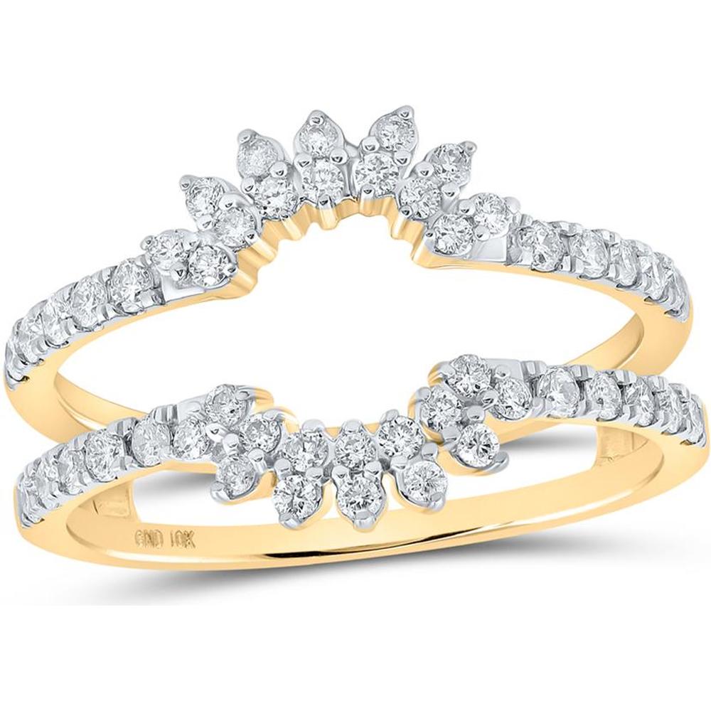 10K Yellow Gold Round Diamond Wrap Ring Guard Enhancer - 1/2 Carat Total Diamond Weight