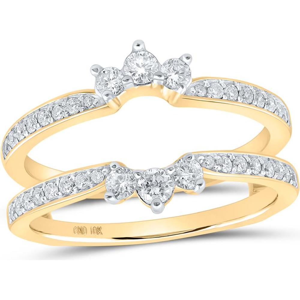 10K Yellow Gold Round Diamond Wrap Ring Guard Enhancer - 1/2 Carat Total Diamond Weight