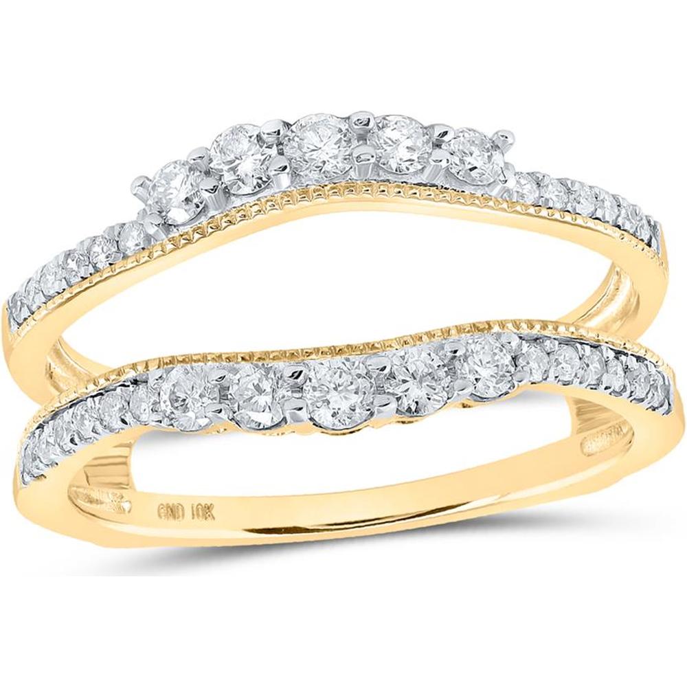 10K Yellow Gold Round Diamond Wrap Ring Guard Enhancer - 1/2 Carat Total Diamond Weight