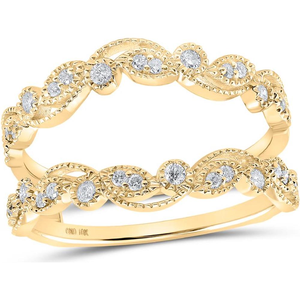 10K Yellow Gold Round Diamond Wrap Ring Guard Enhancer with 1/4 Carat Total Diamond Weight