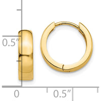 10K Yellow Gold Round Hinged Hoop Earrings - Elegant and Polished Design