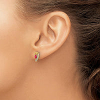10K Yellow Gold Ruby and Diamond Button Earrings - 0.32 Carat Total Ruby Weight and 0.02 Carat Total Diamond Weight by Monteluci Fine Jewelry