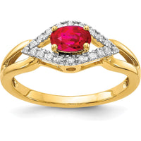 10K Yellow Gold Ruby and Diamond Ring with Oval Ruby - 0.445 Carat Total Ruby Weight, 0.011 Carat Total Diamond Weight by 0