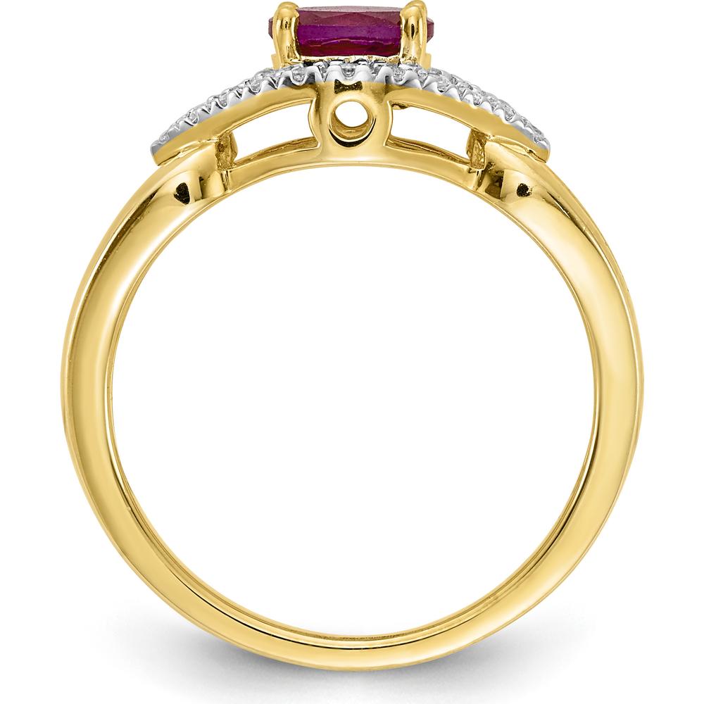 10K Yellow Gold Ruby and Diamond Ring with Oval Ruby - 0.445 Carat Total Ruby Weight, 0.011 Carat Total Diamond Weight by 0