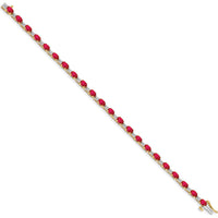 10K Yellow Gold Ruby and Diamond Tennis Bracelet - 7in Length by Oro Pregiato