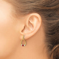 10K Yellow Gold Ruby and White Sapphire Post Dangle Earrings - 0.23 Carat Ruby, 0.07 Carat Sapphire Total Weight by Monteluci Fine Jewelry