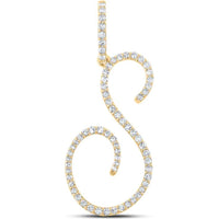 10K Yellow Gold S Initial Pendant with Round Diamonds - 3/8 Carat Total Diamond Weight