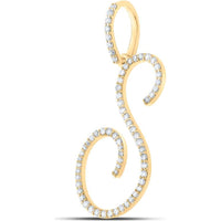 10K Yellow Gold S Initial Pendant with Round Diamonds - 3/8 Carat Total Diamond Weight
