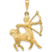 10K Yellow Gold Sagittarius Zodiac Pendant Charm - 40mm