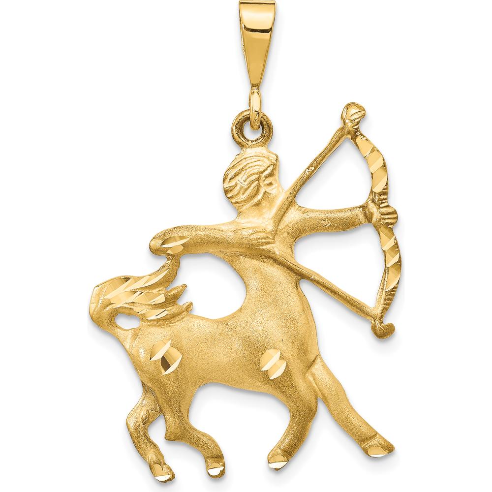10K Yellow Gold Sagittarius Zodiac Pendant Charm - 40mm