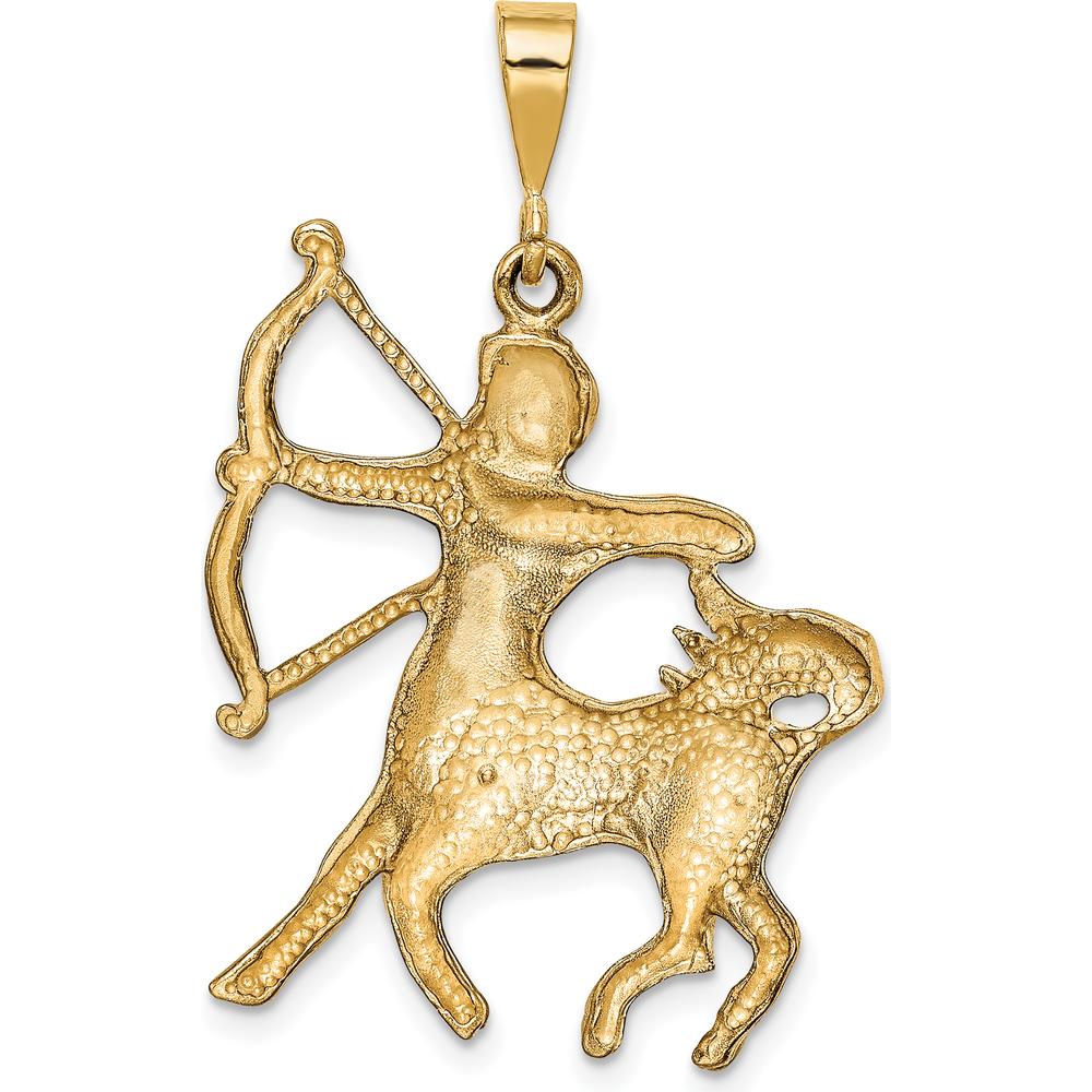 10K Yellow Gold Sagittarius Zodiac Pendant Charm - 40mm