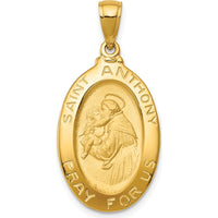 10K Yellow Gold Saint Anthony Oval Medal Pendant with Polished Finish - 31.37mm Length