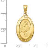 10K Yellow Gold Saint Anthony Oval Medal Pendant with Polished Finish - 31.37mm Length