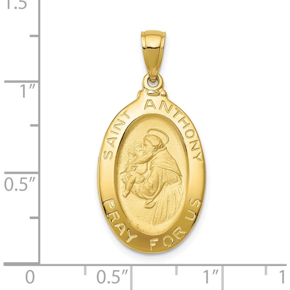 10K Yellow Gold Saint Anthony Oval Medal Pendant with Polished Finish - 31.37mm Length