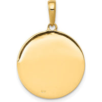 10K Yellow Gold Saint Anthony Round Medal Pendant with Satin Finish - 20mm Length