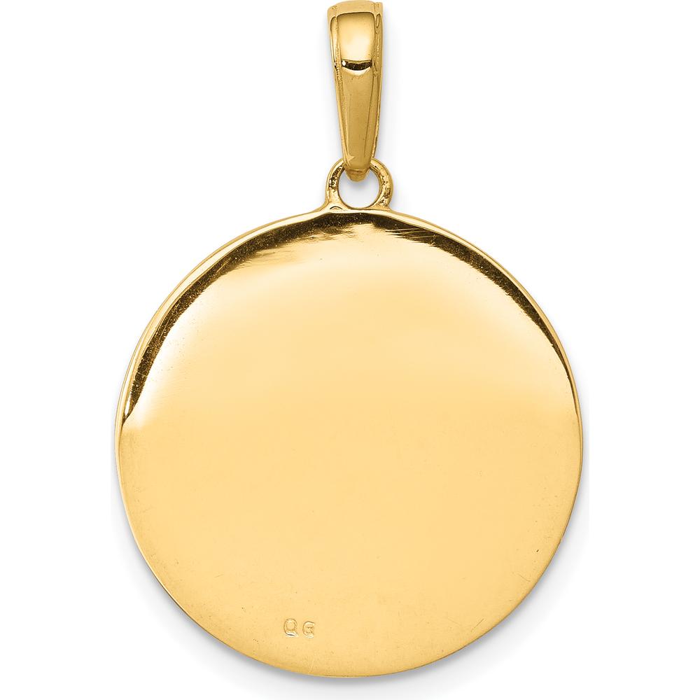 10K Yellow Gold Saint Anthony Round Medal Pendant with Satin Finish - 20mm Length