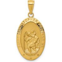 10K Yellow Gold Saint Christopher Medal Pendant - Faithful Protector Charm
