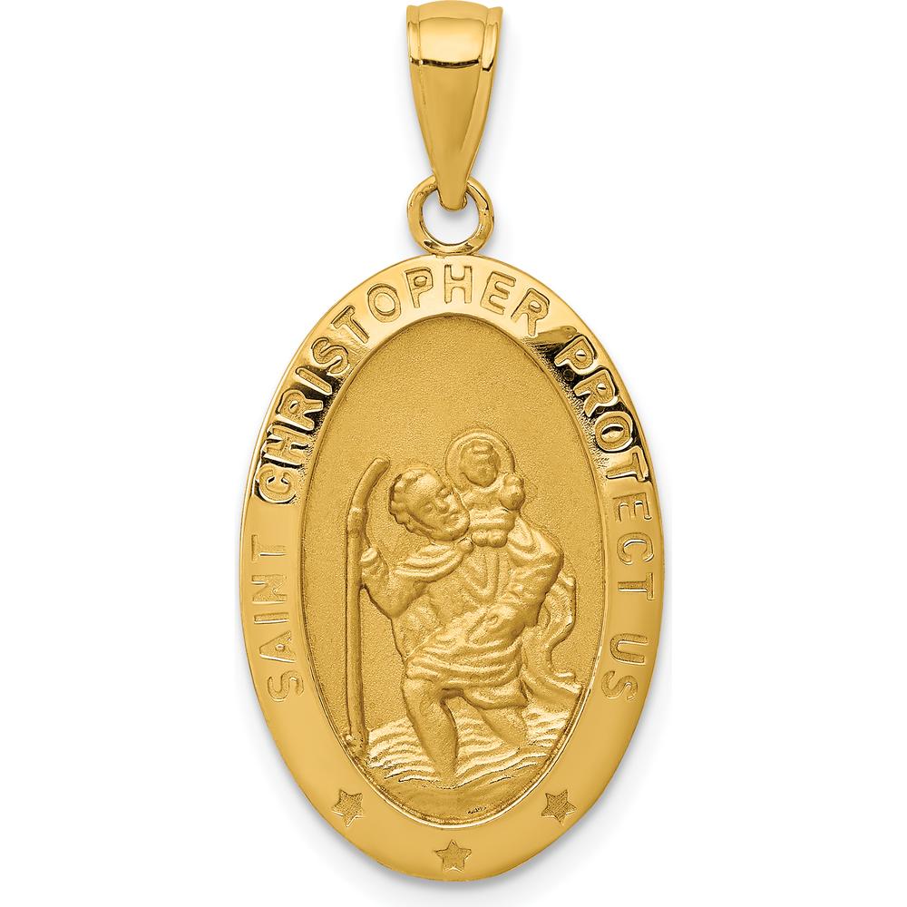 10K Yellow Gold Saint Christopher Medal Pendant - Faithful Protector Charm