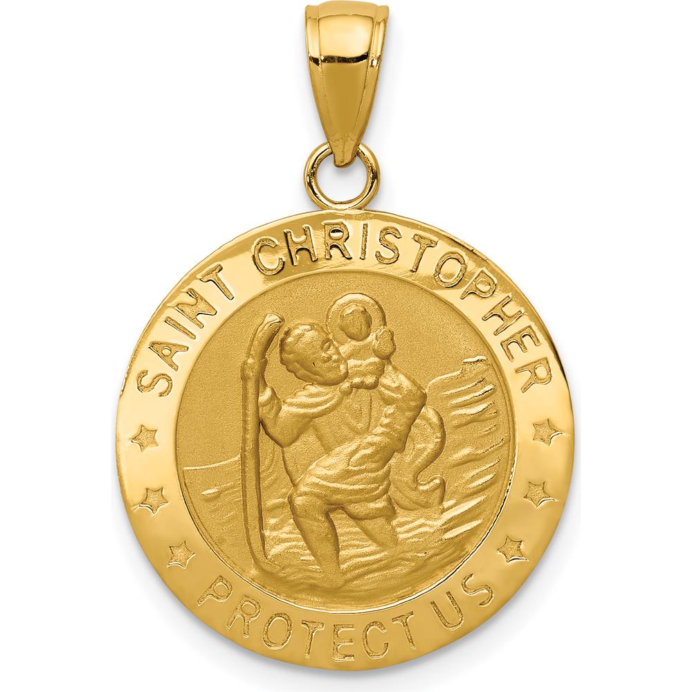10K Yellow Gold Saint Christopher Pendant Charm - Polished Finish