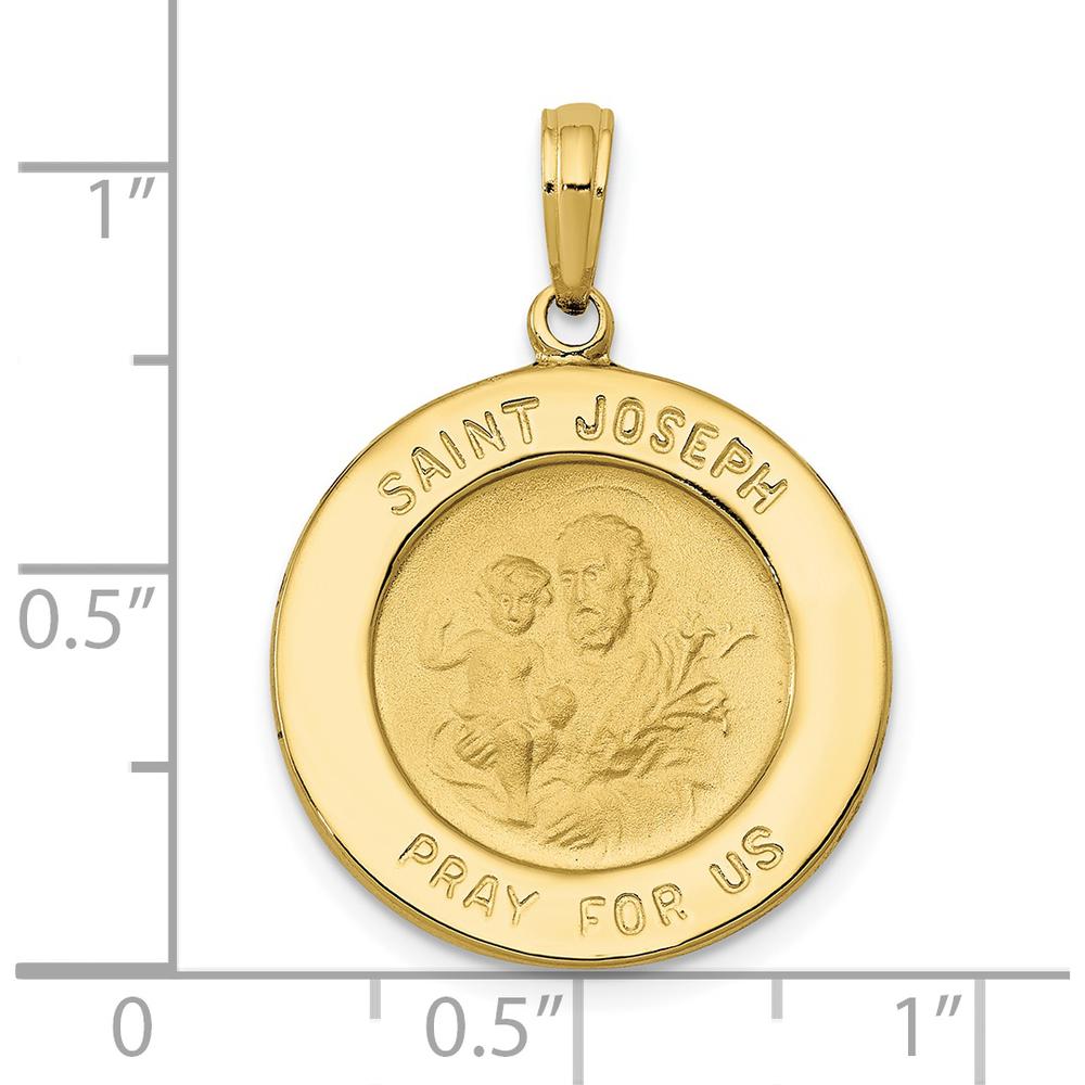 10K Yellow Gold Saint Joseph Medal Pendant - Polished Finish