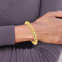 10K Yellow Gold San Marco Bracelet - 7" Polished Link Design with Box Catch Clasp