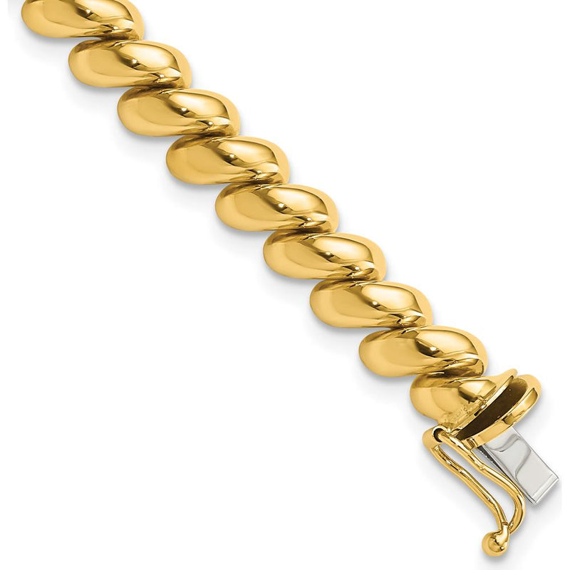 10K Yellow Gold San Marco Bracelet with Polished Finish - 7" Length, 6mm Width