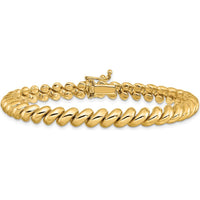 10K Yellow Gold San Marco Bracelet with Polished Finish - 7" Length, 6mm Width