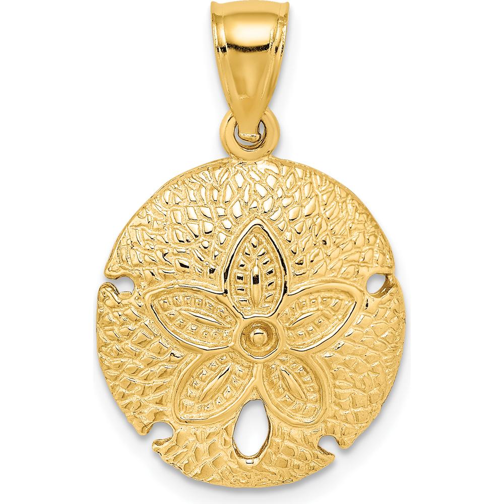 10K Yellow Gold Sand Dollar Charm Pendant with Polished Finish