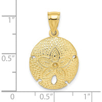 10K Yellow Gold Sand Dollar Charm Pendant with Polished Finish
