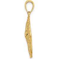10K Yellow Gold Sand Dollar with Starfish Charm Pendant - Polished Finish 20.4mm Length