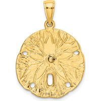 10K Yellow Gold Sand Dollar with Starfish Charm Pendant - Polished Finish 20.4mm Length
